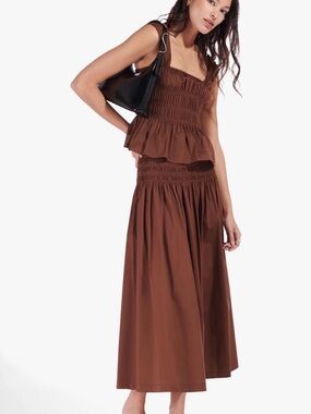 STAUD Smocked Skirt Set